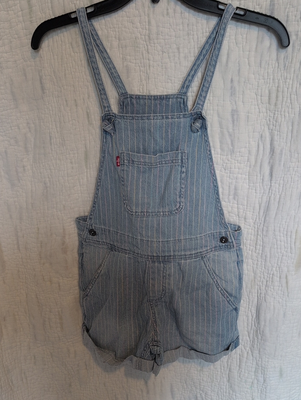 Levi's Girls Light Blue Pinstripe Denim Shortalls